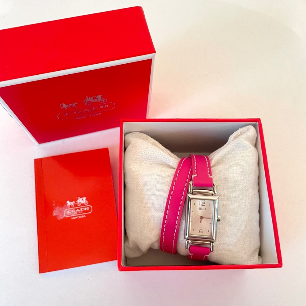 NEW Coach Madison Double Strap Stainless Steel Pink Leather Watch - Picture 4 of 14